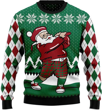 Ugly Christmas Sweaters for Women - Santa Claus Sports Mens Sweater Xmas Holiday Crew Neck Shirt61 - Thegiftio UK