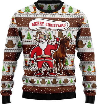 Ugly Christmas Sweaters for Women - Santa Claus Sports Mens Sweater Xmas Holiday Crew Neck Shirt61 Santa02 - Thegiftio UK