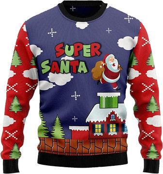 Ugly Christmas Sweaters for Women - Santa Claus Sports Mens Sweater Xmas Holiday Crew Neck Shirt61 Santa06 - Thegiftio UK