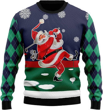 Ugly Christmas Sweaters for Women - Santa Claus Sports Mens Sweater Xmas Holiday Crew Neck Shirt61 Santa10 - Thegiftio UK
