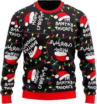 Ugly Christmas Sweaters for Women - Funny Santa Claus Xmas Mens Sweater Xmas Holiday Crew Neck Shirt86 Santa01 - Thegiftio UK