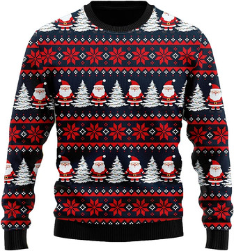 Ugly Christmas Sweaters for Women - Funny Santa Claus Xmas Mens Sweater Xmas Holiday Crew Neck Shirt86 Santa02 - Thegiftio UK