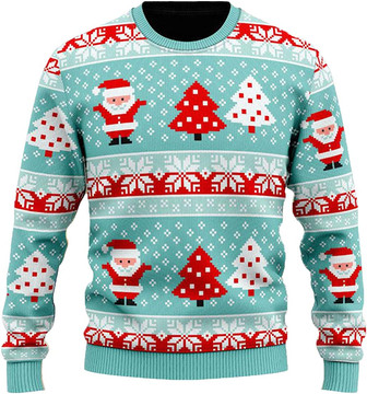 Ugly Christmas Sweaters for Women - Funny Santa Claus Xmas Mens Sweater Xmas Holiday Crew Neck Shirt86 Santa04 - Thegiftio UK