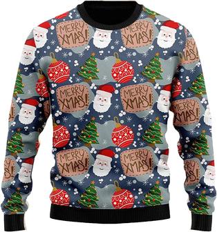 Ugly Christmas Sweaters for Women - Funny Santa Claus Xmas Mens Sweater Xmas Holiday Crew Neck Shirt86 Santa07 - Thegiftio UK