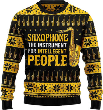 Ugly Christmas Sweaters for Women - Saxophone Music Xmas Mens Sweater Xmas Holiday Crew Neck Shirt53 Saxophone01 - Thegiftio UK