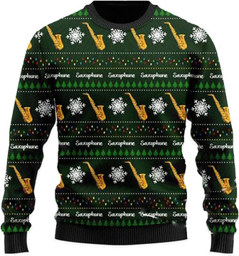Ugly Christmas Sweaters for Women - Saxophone Music Xmas Mens Sweater Xmas Holiday Crew Neck Shirt53 - Thegiftio UK