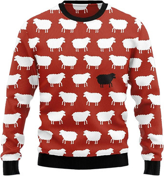 Ugly Christmas Sweaters for Women - Funny Sheep Xmas Mens Sweater Xmas Holiday Crew Neck Shirt50 Sheep03 - Thegiftio UK
