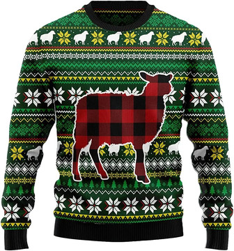 Ugly Christmas Sweaters for Women - Funny Sheep Xmas Mens Sweater Xmas Holiday Crew Neck Shirt50 Sheep04 - Thegiftio UK