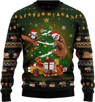 Ugly Christmas Sweaters for Women - Funny Sloth Crazy Mens Sweater Xmas Holiday Crew Neck Shirt57 Sloth04 - Thegiftio UK