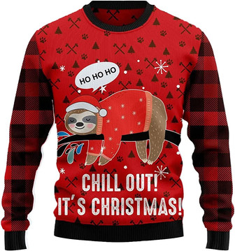 Ugly Christmas Sweaters for Women - Funny Sloth Crazy Mens Sweater Xmas Holiday Crew Neck Shirt57 Sloth06 - Thegiftio UK