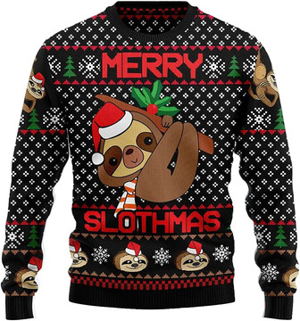Ugly Christmas Sweaters for Women - Funny Sloth Crazy Mens Sweater Xmas Holiday Crew Neck Shirt57 Sloth07 - Thegiftio UK