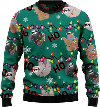 Ugly Christmas Sweaters for Women - Funny Sloth Crazy Mens Sweater Xmas Holiday Crew Neck Shirt57 - Thegiftio UK