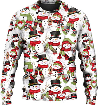 Ugly Christmas Sweaters for Women - Snowman Family Happy Xmas Mens Sweater Xmas Holiday Crew Neck Shirt72 Snowman06 - Thegiftio UK