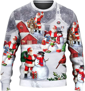 Ugly Christmas Sweaters for Women - Snowman Family Happy Xmas Mens Sweater Xmas Holiday Crew Neck Shirt72 Snowman07 - Thegiftio UK