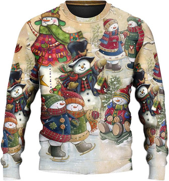 Ugly Christmas Sweaters for Women - Snowman Family Happy Xmas Mens Sweater Xmas Holiday Crew Neck Shirt72 Snowman08 - Thegiftio UK
