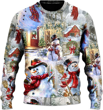 Ugly Christmas Sweaters for Women - Snowman Family Happy Xmas Mens Sweater Xmas Holiday Crew Neck Shirt72 Snowman09 - Thegiftio UK