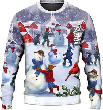 Ugly Christmas Sweaters for Women - Snowman Family Happy Xmas Mens Sweater Xmas Holiday Crew Neck Shirt72 Snowman10 - Thegiftio UK