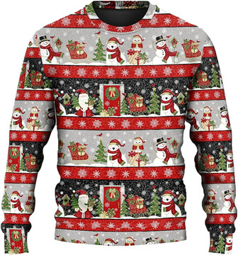 Ugly Christmas Sweaters for Women - Snowman Family Happy Xmas Mens Sweater Xmas Holiday Crew Neck Shirt72 - Thegiftio UK