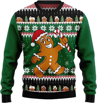 Ugly Christmas Sweaters for Women - Sweet Gingerbread Xmas Mens Sweater Xmas Holiday Crew Neck Shirt65 Gingerbread01 - Thegiftio UK