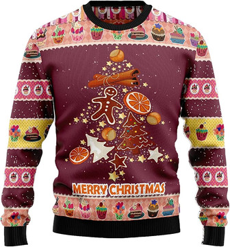 Ugly Christmas Sweaters for Women - Sweet Gingerbread Xmas Mens Sweater Xmas Holiday Crew Neck Shirt65 Gingerbread02 - Thegiftio UK