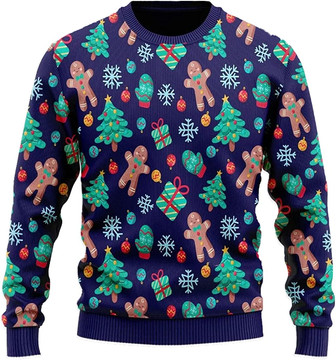 Ugly Christmas Sweaters for Women - Sweet Gingerbread Xmas Mens Sweater Xmas Holiday Crew Neck Shirt65 Gingerbread04 - Thegiftio UK