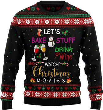 Ugly Christmas Sweaters for Women - Wine Glass Champagne Party Mens Sweater Xmas Holiday Crew Neck Shirt59 Wine02 - Thegiftio UK