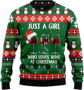 Ugly Christmas Sweaters for Women - Wine Glass Champagne Party Mens Sweater Xmas Holiday Crew Neck Shirt59 Wine04 - Thegiftio UK