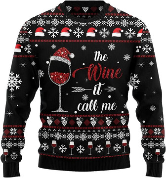 Ugly Christmas Sweaters for Women - Wine Glass Champagne Party Mens Sweater Xmas Holiday Crew Neck Shirt59 Wine07 - Thegiftio UK