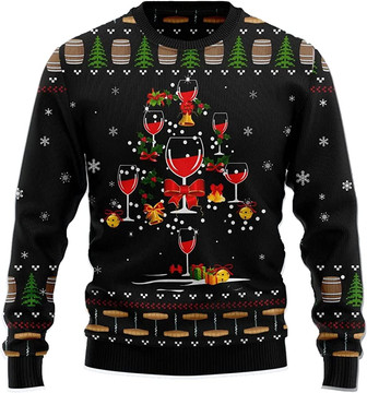Ugly Christmas Sweaters for Women - Wine Glass Champagne Party Mens Sweater Xmas Holiday Crew Neck Shirt59 Wine10 - Thegiftio UK