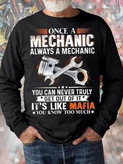 Men's Once A Mechanic Always A Mechanic Youcan Never Truly Get Out Of It Funny Fix Graphic Print Crew Neck Text Letters Loose Casual Sweatshirt - Seseable