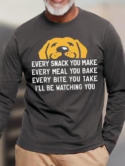 Men's Evert Snack You Make I Will Watching You Funny Graphic Print Casual Text Letters Crew Neck Top - Seseable