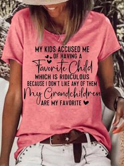 Women's My Kids Accused Me Print Grandma Crew Neck Casual T-shirt - Thegiftio UK