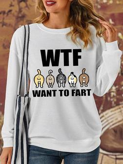 Wtf Cat What The Fart Womens Sweatshirt - Seseable