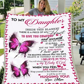 Personalized Blanket To My Daughter Inside This Blanket There Is Piece Of My Heart, Gift For Daughter Mom Fleece Blanket | Seseable CA