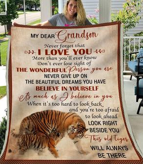 Gift Blanket For Grandson-Tiger - Seseable