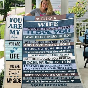 Personalized Blanket To My Wife Never Forget That I Love You, I Wish I Could Turn Back The Clock, Gift For Wife Fleece Blanket - Seseable
