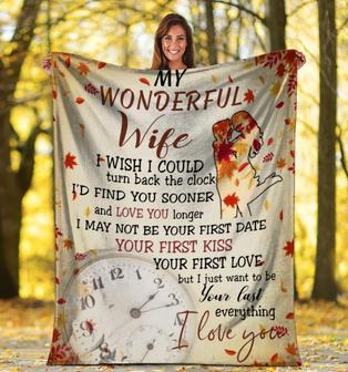 My Wonderful Wife I Wish I Could Turn Back The Clock I Love You, Gift For Wife, Wedding Fleece Blanket - Seseable