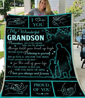 Gift Blanket For Grandson- To My Wonderful Grandson Gift from Grandma Grandpa - Seseable