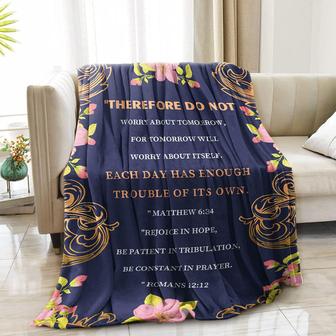 Christian Gift for Women, Throw Blanket with Inspirational Healing Bible Verse Pattern - Seseable