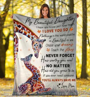 For Beautiful Daughter - I Love You So, Giraffe Blanket - Seseable