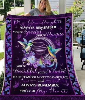 Gift Blanket For Granddaughter - Humming Birds And Flowers Blanket - Seseable