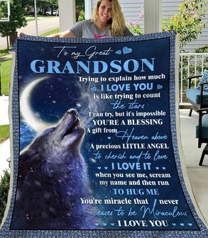 Gift Blanket For Grandson- A Precious Little Angel - Seseable