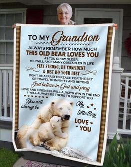 Gift Blanket For Grandson- This Old Bear Loves You - Seseable