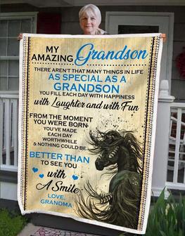 Gift Blanket For Grandson-My Amazing Grandson - Seseable
