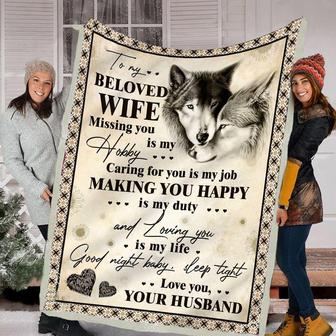 Gift Blanket For Wife-Love You, Your Husband Couple Wolves Blanket Wofl Blanket - Seseable