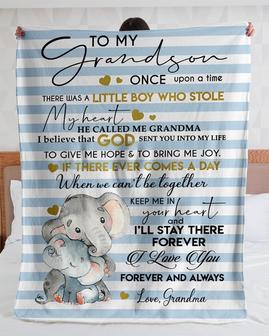 Gift For Grandson-There Was A Little Boy Who Stole My Heart Love Grandma Blanket - Seseable