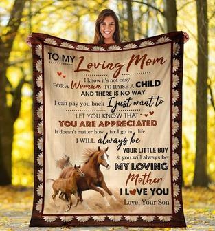 Gift For Mom From Son, Christmas Birthday Gift For Mom, Mom Gift, Horse To My Loving Mom Blanket | Seseable CA