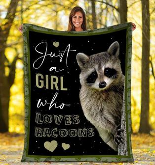 Just A Girl Who Loves Racoons Fleece Blanket - Seseable