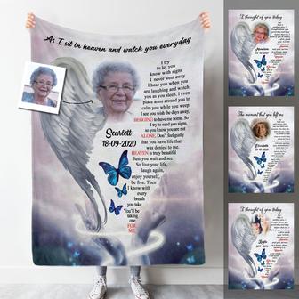 Memorial Blanket - Angel Wings Of Mom Custom Photo Blanket Memorial | Seseable CA