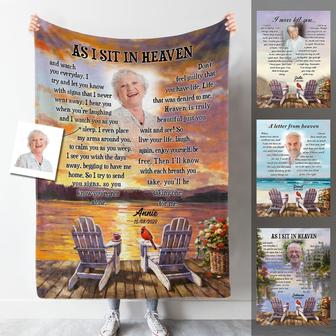 Memorial Blanket - As I Sit In Heaven Personalized Photo Blanket Memorial | Seseable CA